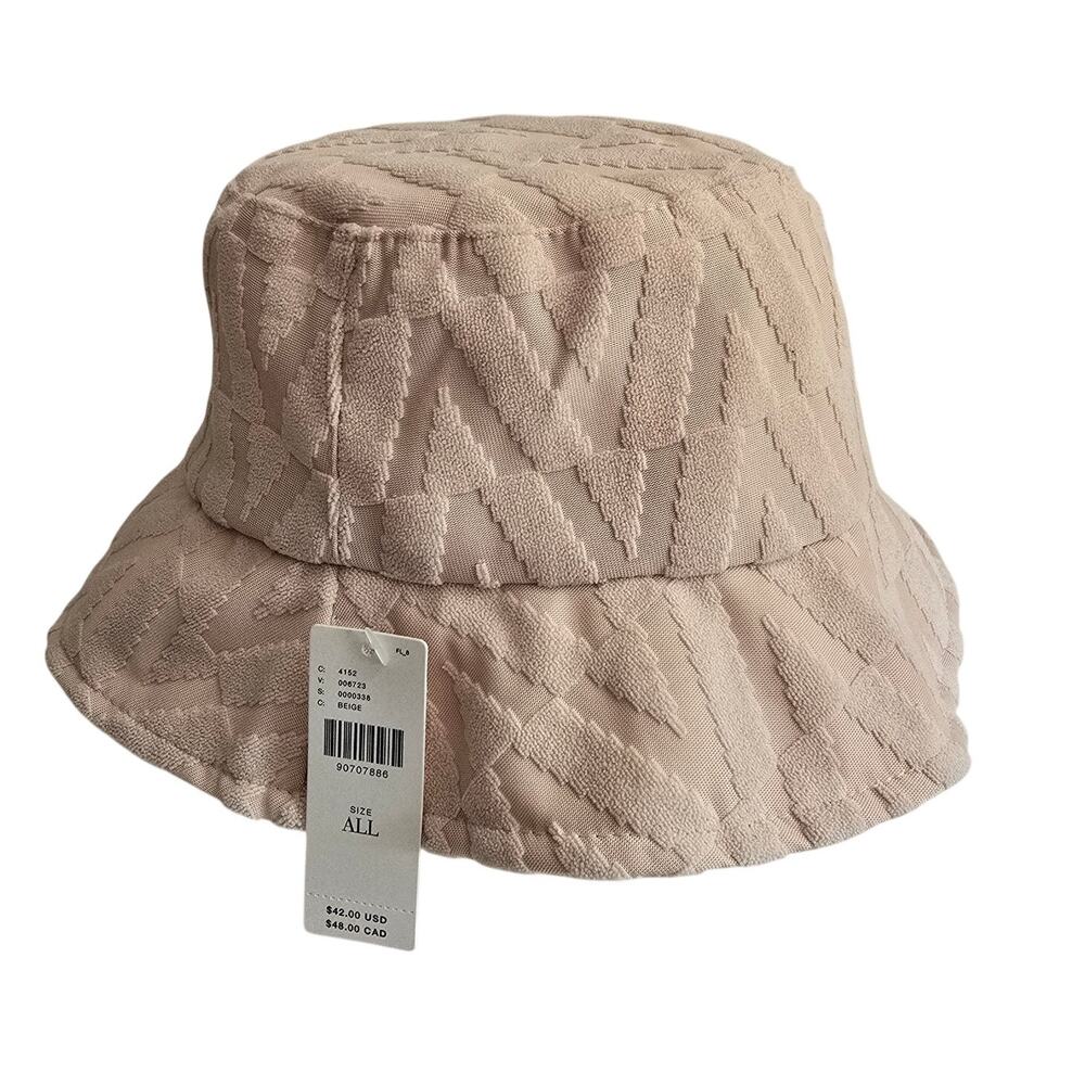 NWT Anthrolopogie Terry Cloth Bucket Hat Beige Cream OSFM